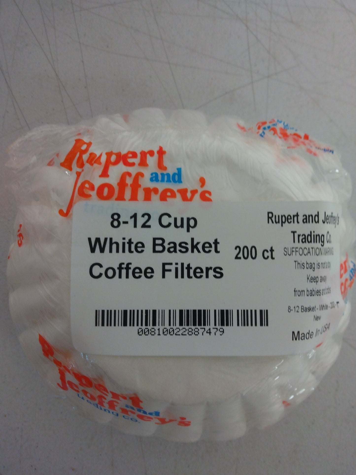 8-12 Cup Basket Coffee Filters (200) (White) UPC 810022887479