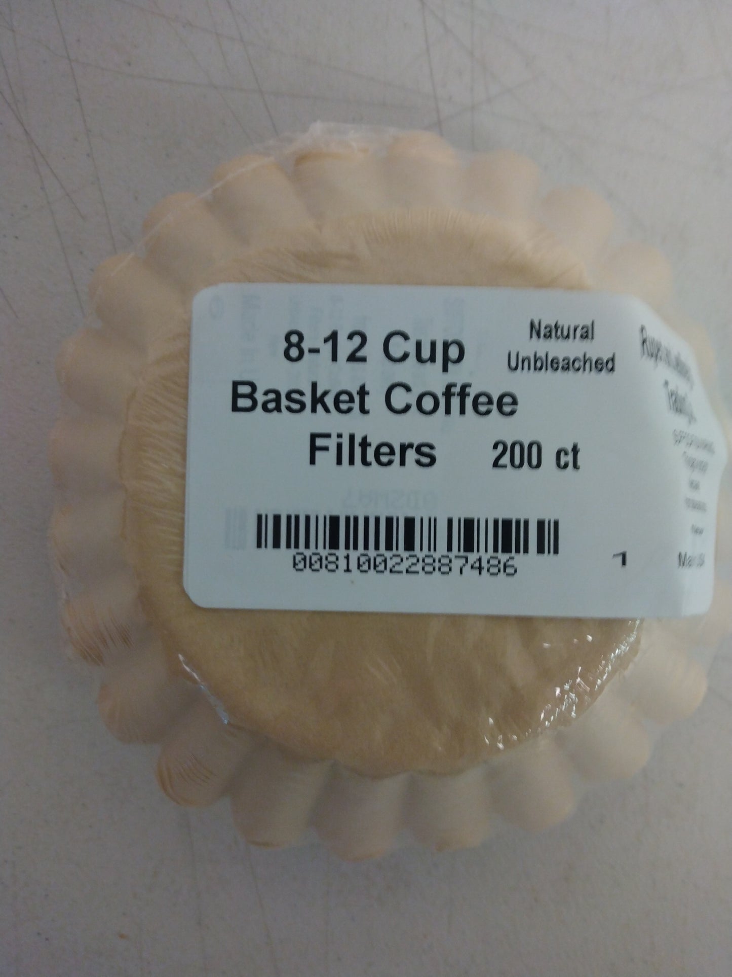 8-12 Cup Basket Coffee Filters (200) (Brown) UPC 810022887486